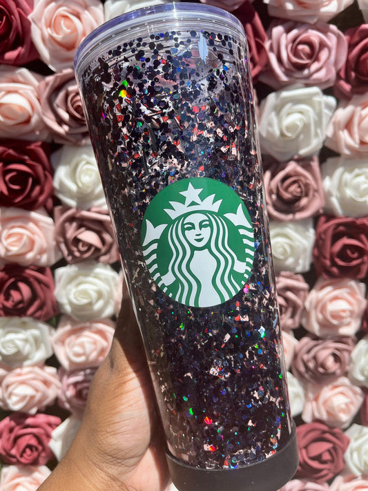 Makeup and Murder Snow Globe Tumbler|Floating Glitter|Lipstick & Knives|Black and Red