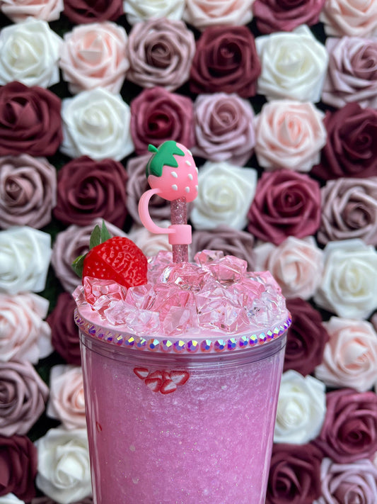 Strawberry Pink Drink Ice Topper|Fake Ice Lid|Add On