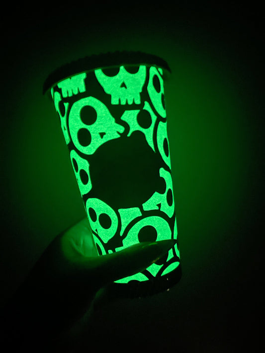 Starbucks Glow in the Dark Skull Rhinestone Tumbler|Venti| HTV Wrap