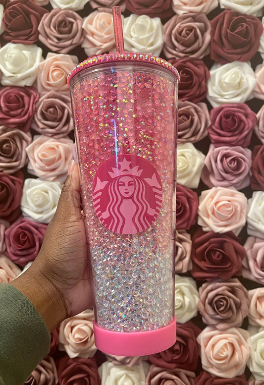 Starbucks Pink Three Color Ombre Rhinestone Filled Tumbler
