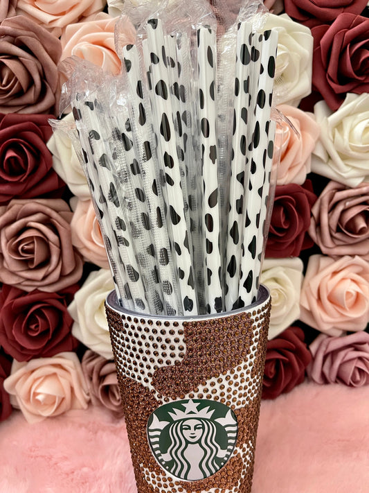 Cow Print Black & White 9 inch Reusable Straws|Add On|Replacement| Grande Tumbler Straw
