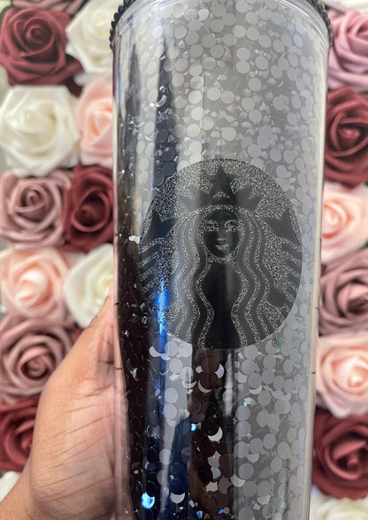 Starbucks Black Rhinestone Filled Tumbler|Rhinestone Lid| Reverse Rhinestones 16 or 24 oz