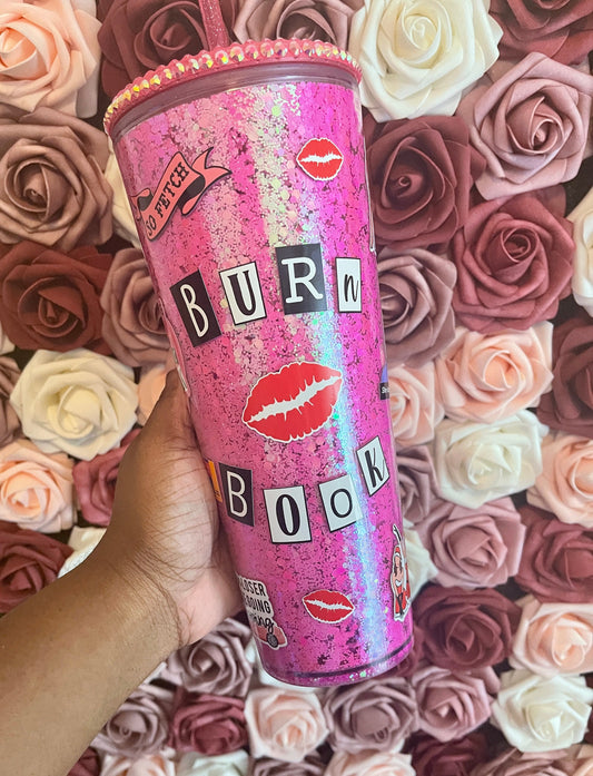 Mean Girls Hot Pink Glitter Walled Tumbler, Ornament Glitter Style Tumbler, Glitter Tumbler