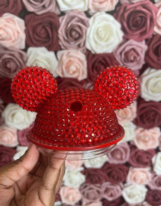 Red Full Bling Rhinestone Mouse Ear Lid, Lid Add On, Replacement Lid, Extra Lid, Fits Starbucks Tumblers