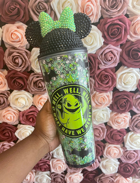 Halloween Green Mix Rhinestone Filled Tumbler