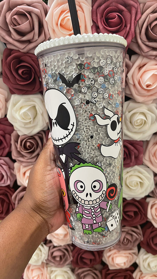 Halloween Nightmare Mix Glow in the Dark Rhinestone Filled Tumbler